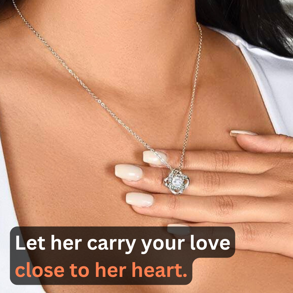 To My Bonus Daughter - "My Family Forever" Love Knot Necklace Gift Set